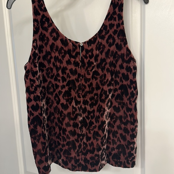 Jcrew, NWT velvet tank top, size 0,leopard print black & dark, dusty, pink - Picture 2 of 3